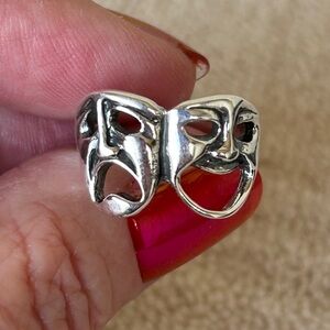 925 Sterling Silver Hand-Crafted Drama Mask Ring